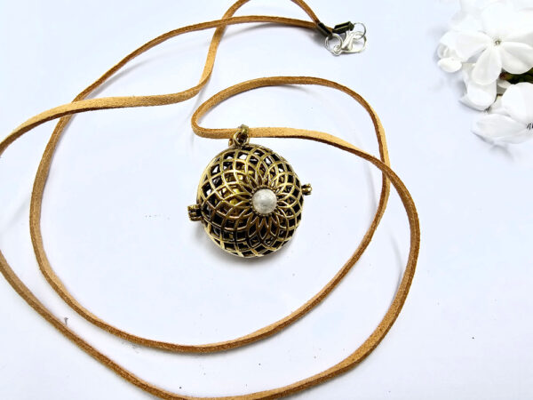 Harmony Bell Necklace Moonstone Brass (Opens) - Image 3