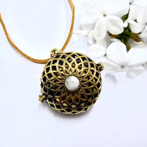 Harmony Bell Necklace Moonstone Brass (Opens)