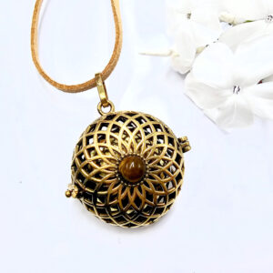 Harmony Bell Necklace Tigers Eye Brass (Opens)