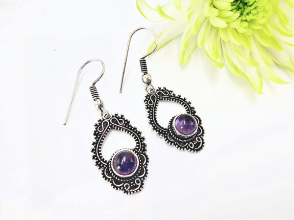 Indian Lattice Amethyst Earrings
