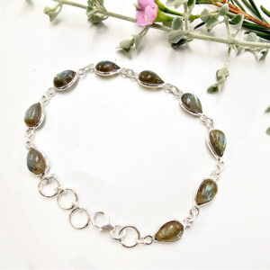 Labradorite Tear Links Bracelet (925 Silver)