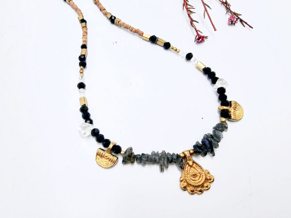 Labradorite Brass Drop Necklace