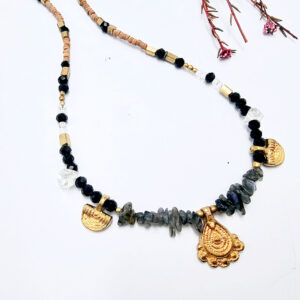 Labradorite Brass Drop Necklace
