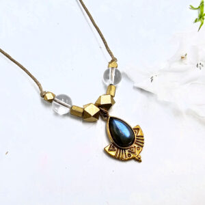 Labradorite Brass Drop Necklace