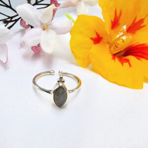 Labradorite Diamond Circle Ring (925 Silver)