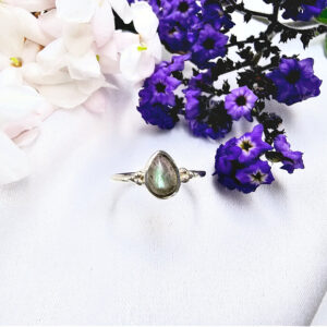 Labradorite Drop Ring With Circles (925 Silver)