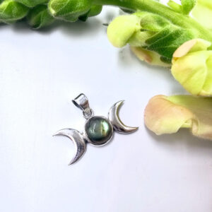 Triple Moon Labradorite Pendant  (925 Silver)