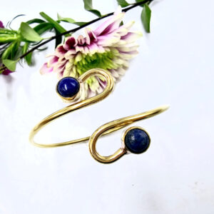 Double Spiral Lapis Lazuli Bangle (Brass)