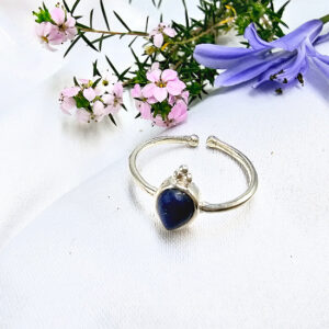 Lapis Lazuli Tear Ring With Circles (925 Silver)