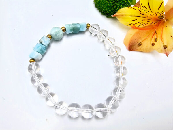 Larimar Bead Bangle Amplified (8mm)