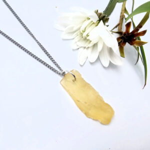 Libyan Desert Glass pendant on a stainless steel necklace