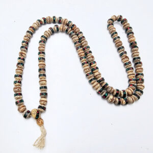 Lotus Seed Mala Necklace (Traditional Tibetan Inlay)