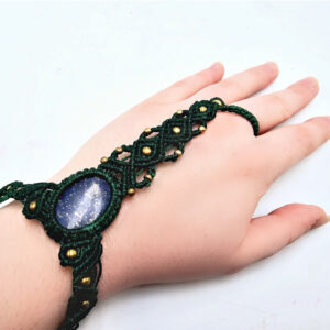 Macrame Hand Bracelet Green (Lapis Lazuli)