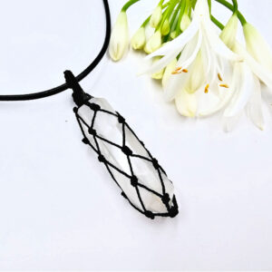 Milky Quartz Braided Point Necklace