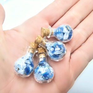 Blue agate chips in a bottle