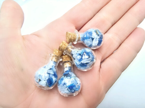 Blue agate chips in a bottle