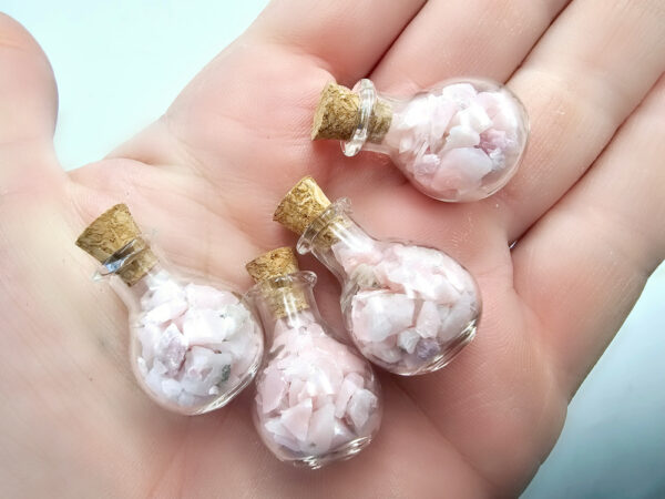 Pink opal in a bottle