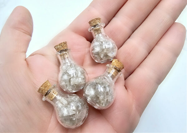 smoky quartz chips in a mini bottle