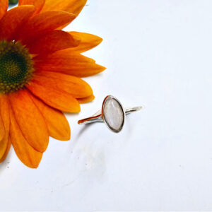 Moonstone Ring Diamond Shape (925 Silver)