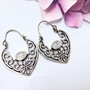 Moonstone Earrings Teardrop Flower
