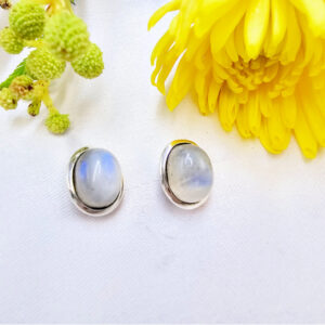 Oval Earrings Moonstone (925 Silver)