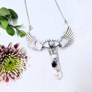 Moonstone Eye Winged Crystal Necklace