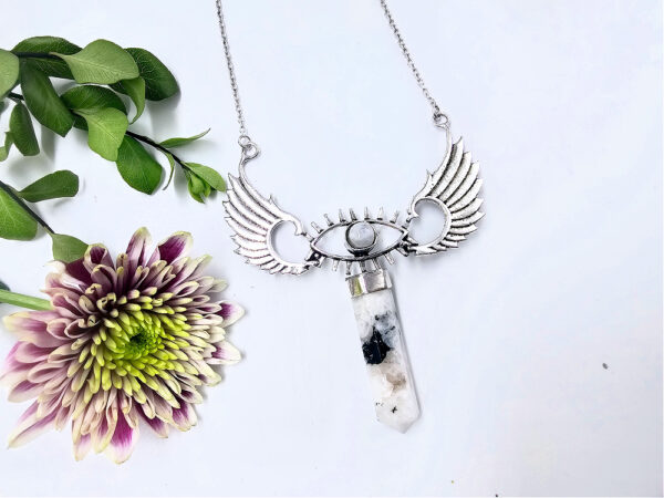 Moonstone Eye Winged Crystal Necklace