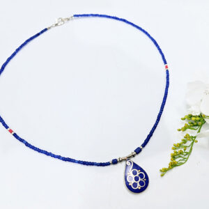 Tibetan Necklace Flower Drop Blue