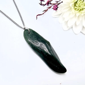 Nepherite Jade pendant on a stainless steel necklace