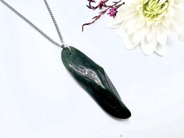 Nepherite Jade pendant on a stainless steel necklace