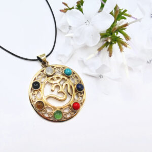 Om Chakra Gem Necklace Round (Brass)