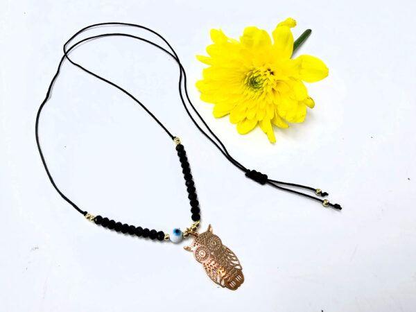 Owl Necklace Black Evil Eye (Gold) - Image 2