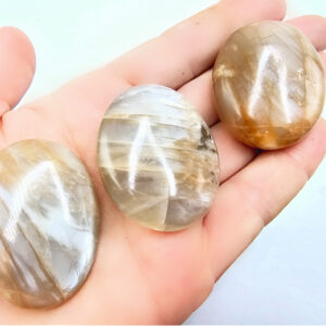 Peach Moonstone Palm Stone Flash (4cm)