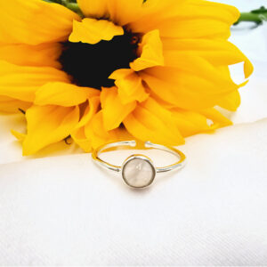 Rainbow Moonstone Ring Round (925 Silver)