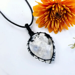 Rainbow Moonstone Tear Braided Necklace