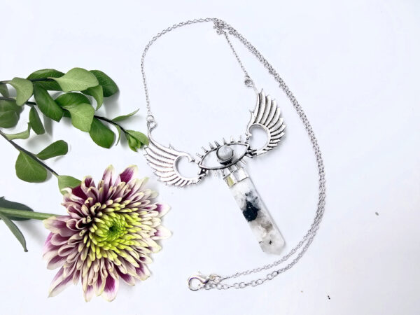 Moonstone Eye Winged Crystal Necklace - Image 2
