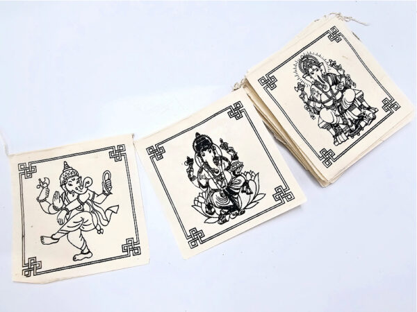 Recycled Paper Ganesh Flags (White) Indoor