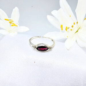 Garnet Diamond Dots Ring (925 Silver)