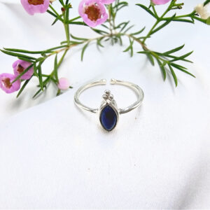 Lapis Lazuli Diamond Circles Ring (925 Silver)