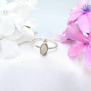 Rainbow Moonstone Diamond Circles Ring (925)
