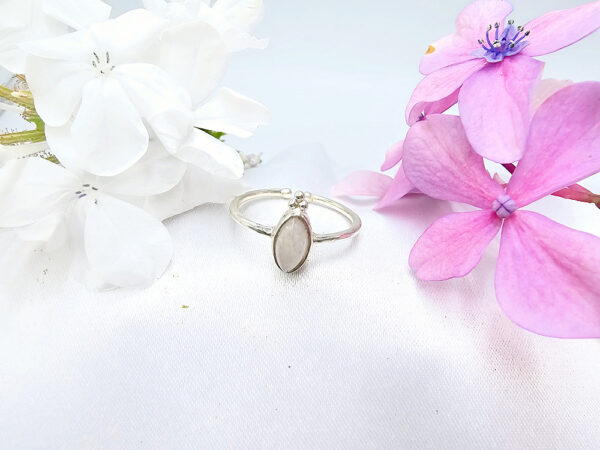 Rainbow Moonstone Diamond Circles Ring (925)