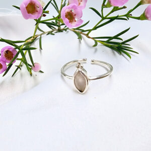 Rose Quartz Diamond With Circles Ring (925 Silver)