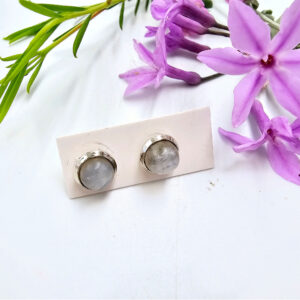 Round Moonstone Earrings (925 Silver)