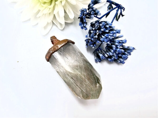 Rutilated Quartz Copper Pendant