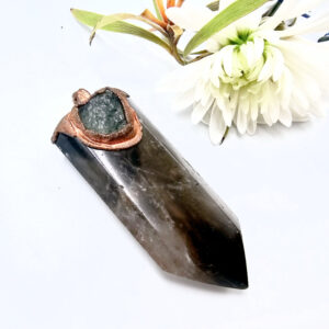 Smoky Quartz & Moldavite Copper Point