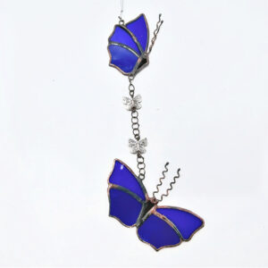 Stained Glass Dark Blue Hanging Butterflies
