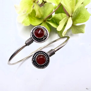 Carnelian bangle  (White Brass)
