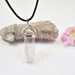 Clear Quartz Point Necklace Swivel
