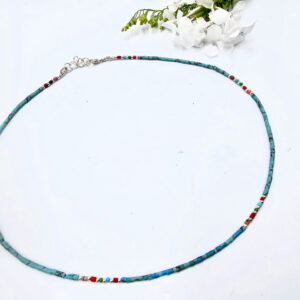 Tibetan Choker Necklace in Turquoise colour beaded.