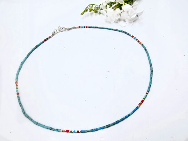 Tibetan Choker Necklace in Turquoise colour beaded.